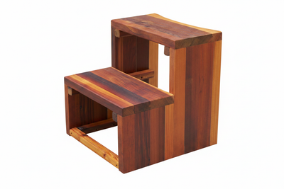 Cedar Step Stool White Background