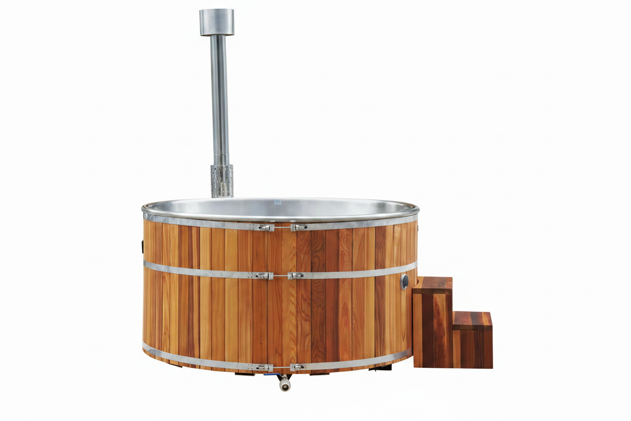 Hot Tub Cedar Front View White Background