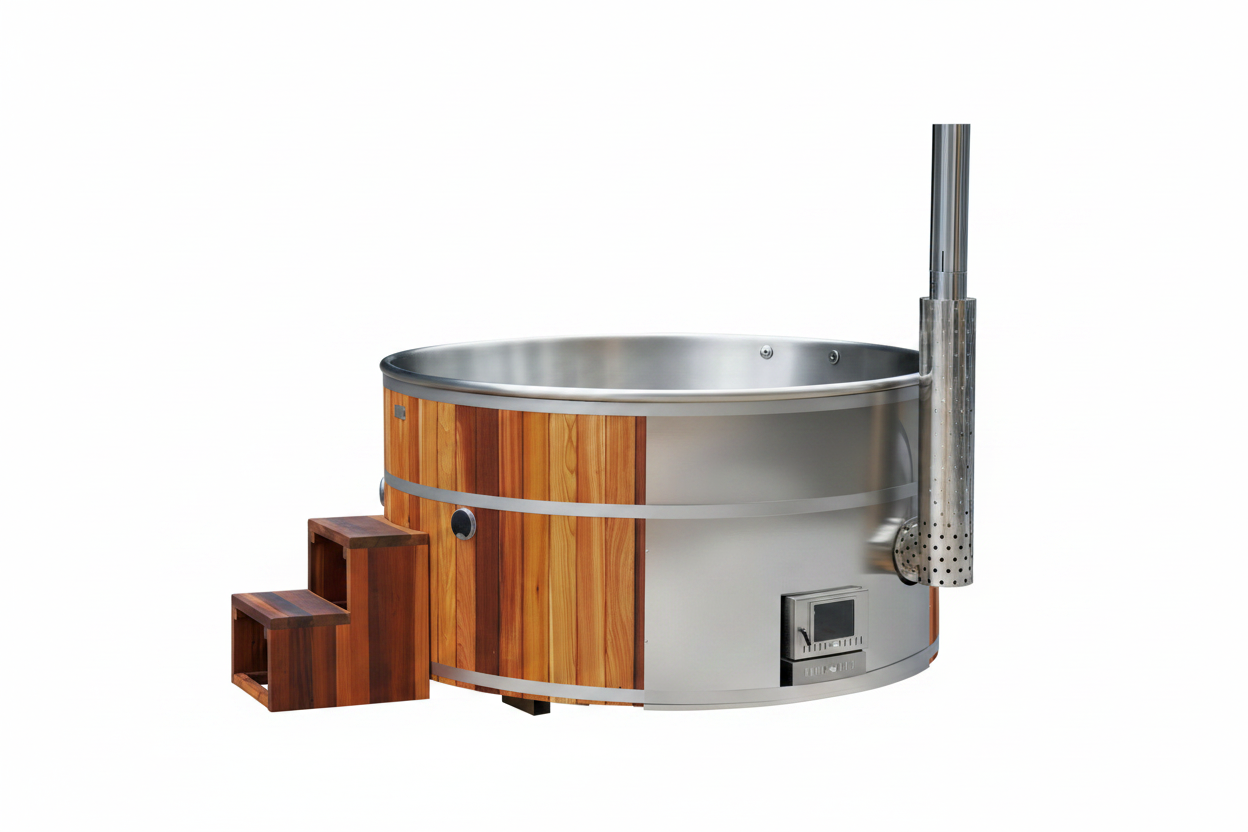 Hot Tub Stainless Steel Model White Background