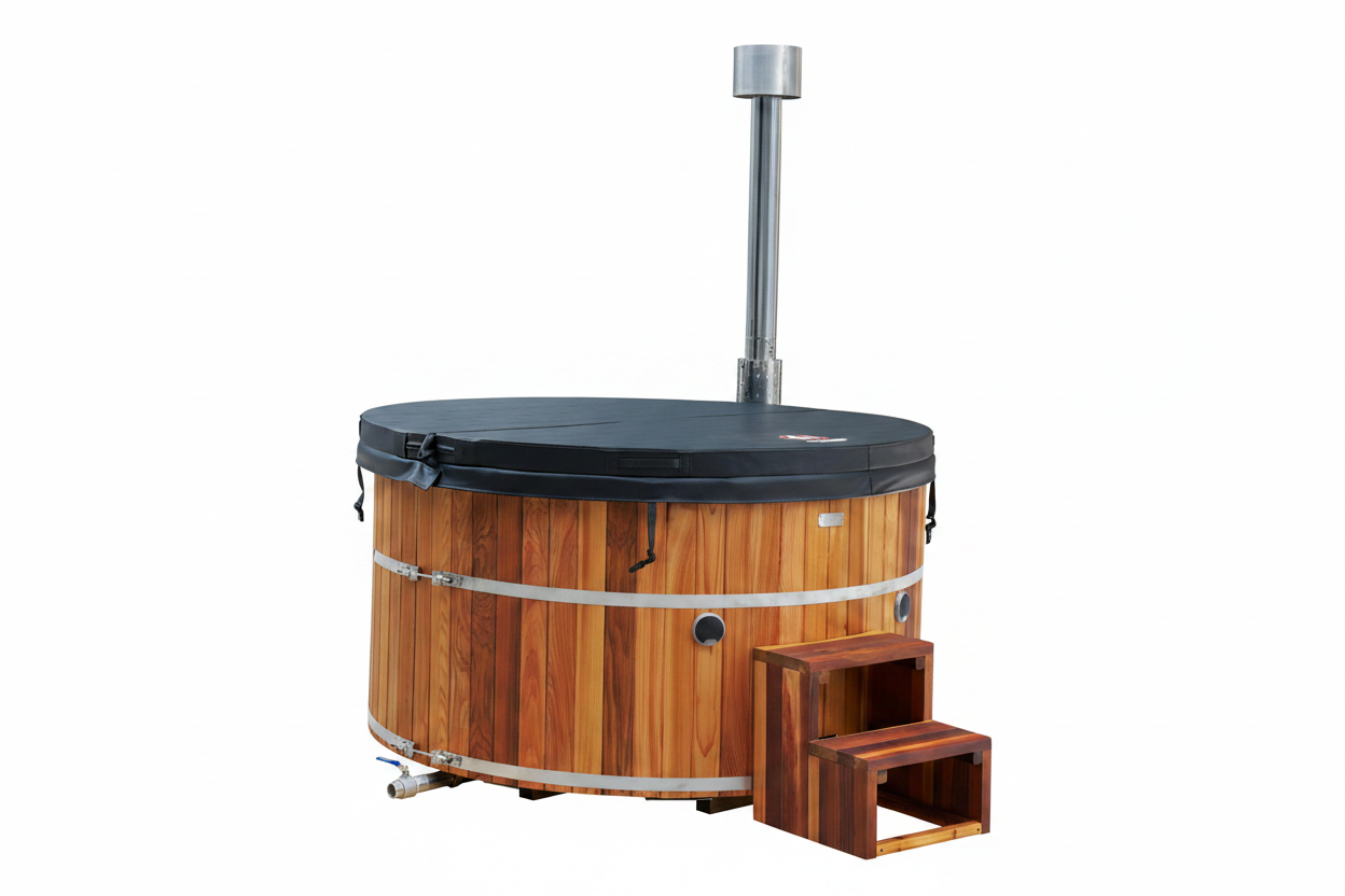 Hot Tub With Closed Cover White Background