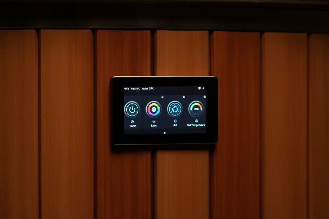 Digital display on a wooden wall