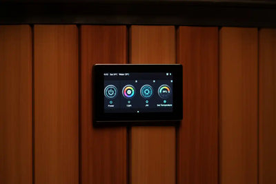 Digital display on a wooden wall