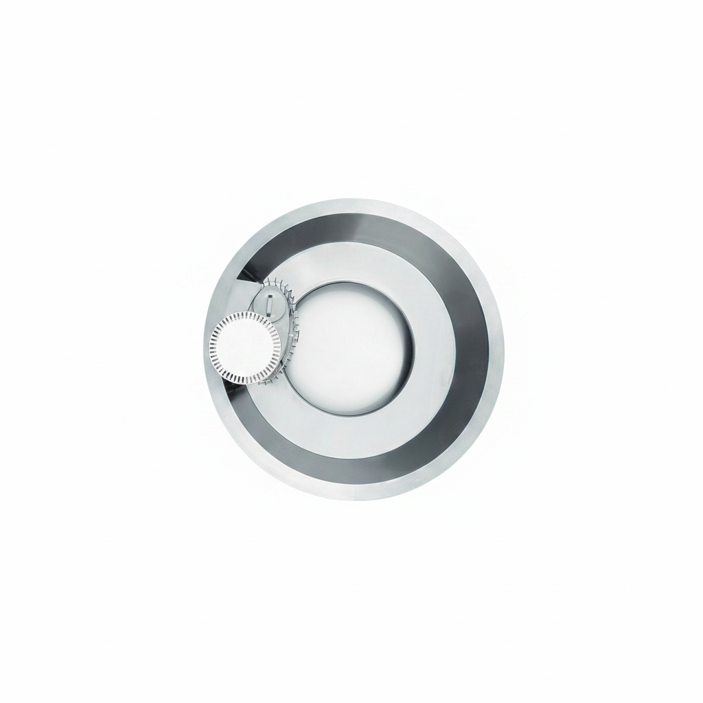 Stainless steel hot tub top-down view white background