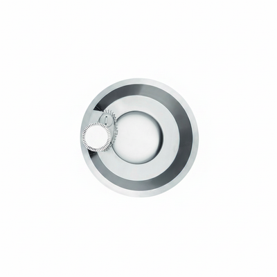 Stainless steel hot tub top-down view white background